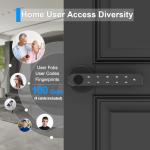 Fingerprint Door knob, Fingerprint Door Lock with Code,Keyfob Card,Bluetooth,Key,Biometric Smart Lock for Home Bedroom Apartment