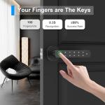 Fingerprint Door knob, Fingerprint Door Lock with Code,Keyfob Card,Bluetooth,Key,Biometric Smart Lock for Home Bedroom Apartment