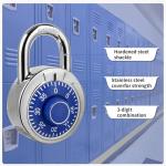 HZSY Combination Padlock 1 Pack，Fixed Dial Combination Padlock with Different Combinations，2 in. Wide. Blue Turntable，Lock for Gym & Locker，School，Toolbox，and More