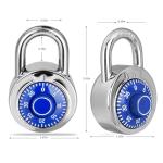 HZSY Combination Padlock 1 Pack，Fixed Dial Combination Padlock with Different Combinations，2 in. Wide. Blue Turntable，Lock for Gym & Locker，School，Toolbox，and More