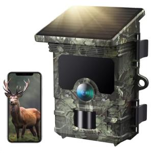 VOOPEAK Solar Trail Camera - 100MP 4K Native 30FPS, WiFi Bluetooth Game Camera with 120°Wide-Angle Motion Activated Night Vision 0.1s Trigger Time IP66 Waterproof for Wildlife Monitoring
