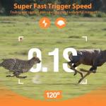 VOOPEAK Solar Trail Camera - 100MP 4K Native 30FPS, WiFi Bluetooth Game Camera with 120°Wide-Angle Motion Activated Night Vision 0.1s Trigger Time IP66 Waterproof for Wildlife Monitoring