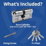 Chrome Euro Cylinder Door Lock with 5 Keys