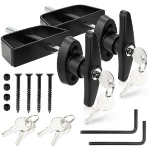 Gnellkoor 5½" Stem Shed Door Latch T-Handle Lock Kit with 4 Keys,Storage Barn Shed Door Hardware Lock Set