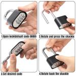 Hiceeden 2 Pack 4 Digit Heavy Duty Combination Lock, 2.5 Inch Long Waterproof Shackle Padlock, Resettable Zinc Alloy Lock for Outdoor, Gate, Fence, School Gym Locker, Black