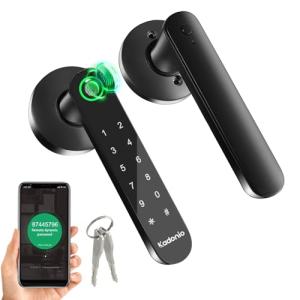Kadonio 407 Smart Deadbolt, Fingerprint Electronic Deadbolt Door Lock, Bluetooth Keyless Entry Keypad Smart Deadbolt App Control, Ekeys Sharing, App Monitoring Auto Lock for Homes and Hotel, Black