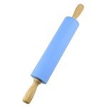 Silicone Rolling Pin with Wooden Handle - Blue