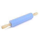 Silicone Rolling Pin with Wooden Handle - Blue