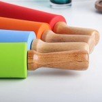 Silicone Rolling Pin with Wooden Handle - Blue