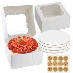 10-Inch White Cake Boxes with Boards & Stickers