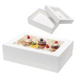 10-Pack White Window Cake Boxes for Baking