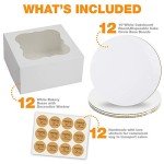 10-Inch White Cake Boxes with Boards & Stickers