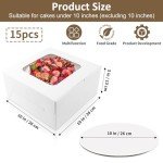 15 Sets Bakery Cake Boxes with Cake Boards 10x10