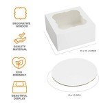 10-Inch White Cake Boxes with Boards & Stickers