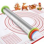 Adjustable Stainless Steel Rolling Pin & Silicone Mat Set