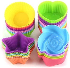 Colorful Silicone Cupcake Liners - 24 Reusable Molds