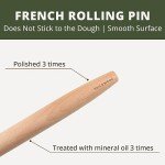 Wooden French Rolling Pin for Baking 15.75-Inch
