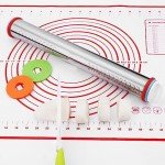 Adjustable Stainless Steel Rolling Pin & Silicone Mat Set