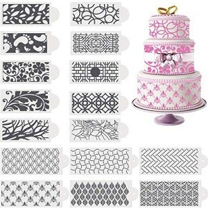 16-Piece Floral Cake Stencil Set for Decorating