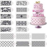 16-Piece Floral Cake Stencil Set for Decorating