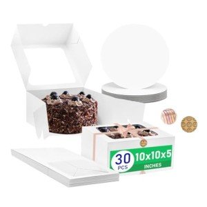 30PCS White Cake Boxes with Clear Window