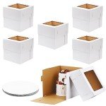 6 Pack Tall Cake Boxes with Cake Boards