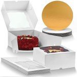 Premium Cake Boxes and Boards Set - 12 Pack