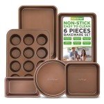 NutriChef 6-Piece Nonstick Bakeware Set in Gold
