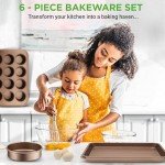 NutriChef 6-Piece Nonstick Bakeware Set in Gold