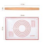 Wooden French Rolling Pin with Silicone Mat Set