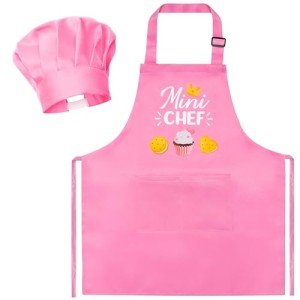 Light Pink Kids Chef Apron and Hat Set