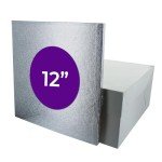 12" Square Silver Cake Drum and Box Set