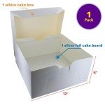 12" Square Silver Cake Drum and Box Set