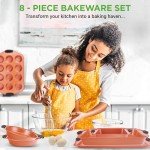Nonstick 8-Piece Baking Pan Set with Handles