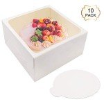 20Pcs White Cake Boxes with Window & Boards