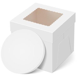 Kootek Tall Cake Box with Cake Board, 8x8x8