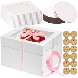 12-Inch Tall Cake Boxes with Window - 12 Pack