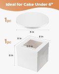 Kootek Tall Cake Box with Cake Board, 8x8x8