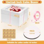 12-Inch Tall Cake Boxes with Window - 12 Pack