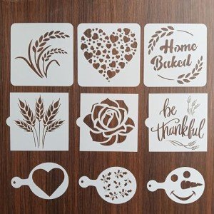 9-Piece Baking Stencil Set for Bread & Desserts