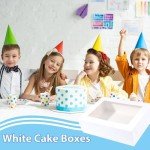 10-Pack White Cake Boxes for Desserts and Pastries