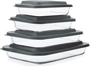 8-Piece Glass Baking Dish Set with Lids