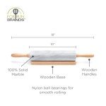 Fox Run Marble Rolling Pin with Wooden Cradle