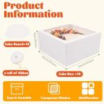 20Pcs White Cake Boxes with Window & Boards