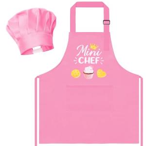 Light Pink Kids Chef Apron and Hat Set