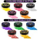 Vibrant Edible Glitter Set - 10 Colors 4g