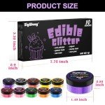 Vibrant Edible Glitter Set - 10 Colors 4g