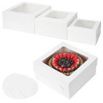 20 Pcs White Bakery Boxes with Windows & Boards