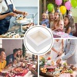 20 Pcs White Bakery Boxes with Windows & Boards