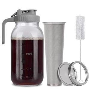 64 oz Cold Brew Mason Jar with Stainless Steel Filter